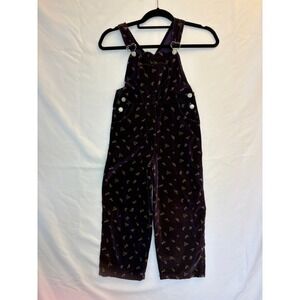 Rachel's Kids Floral Corduroy Overalls 6 Kids Purple Heart Buckles
